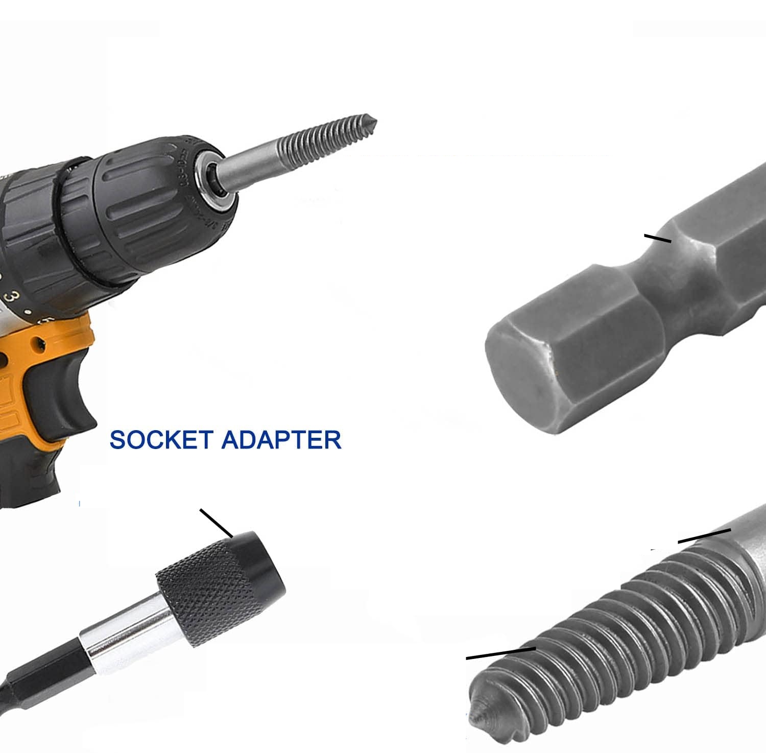 Bits Uzatmalı Ters Kılavuz 6 lı Set Saf Çelik Kırık Civata Vida Sökücü  722457