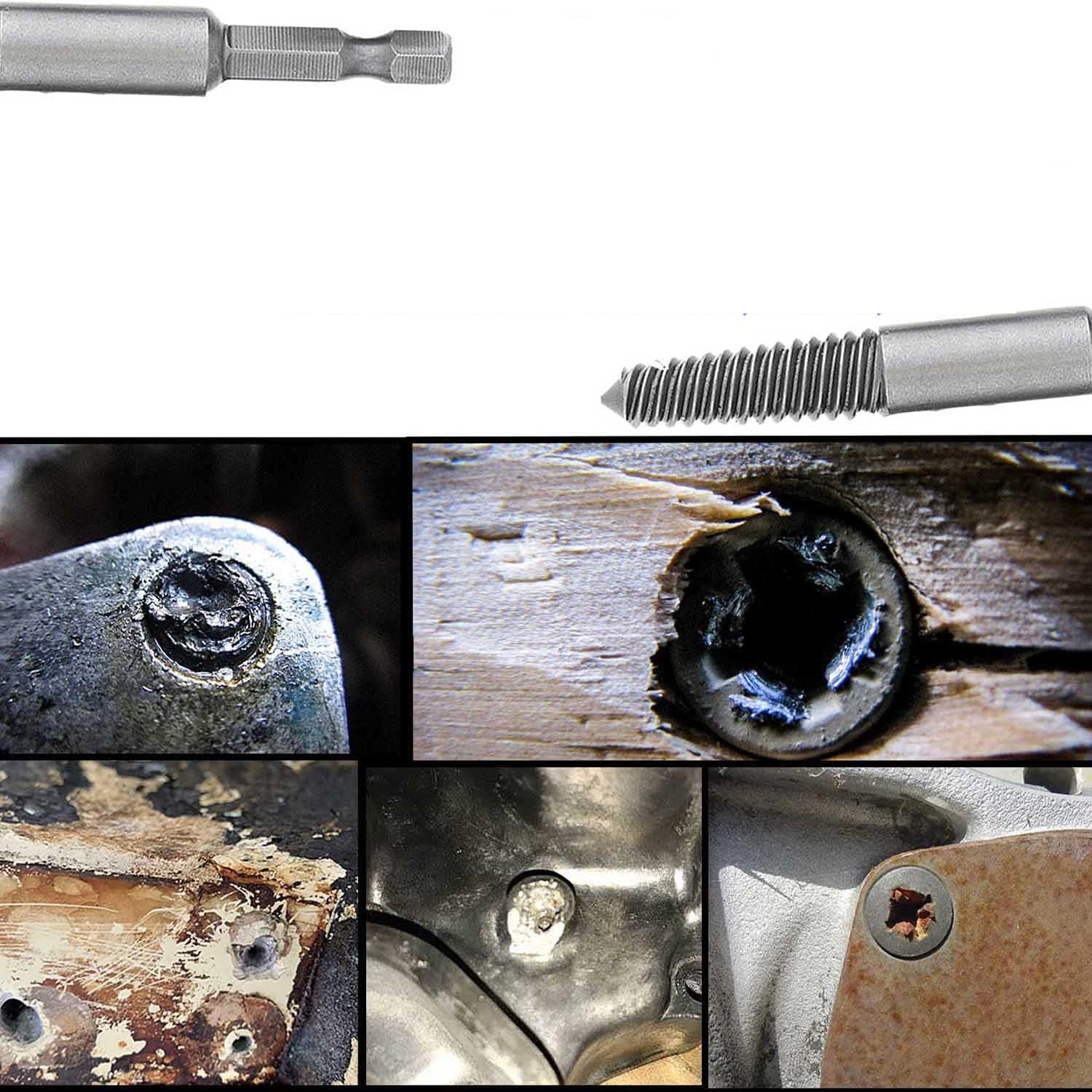 Bits Uzatmalı Ters Kılavuz 6 lı Set Saf Çelik Kırık Civata Vida Sökücü  722457