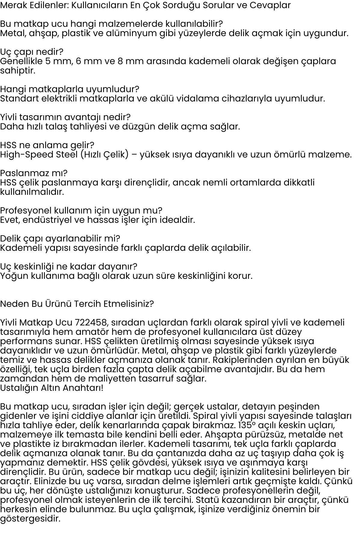 Yivli Matkap Ucu HSS Spiral Yivli Kademeli Matkap Ucu Metal Ahşap Plastik 5-8 mm 722459