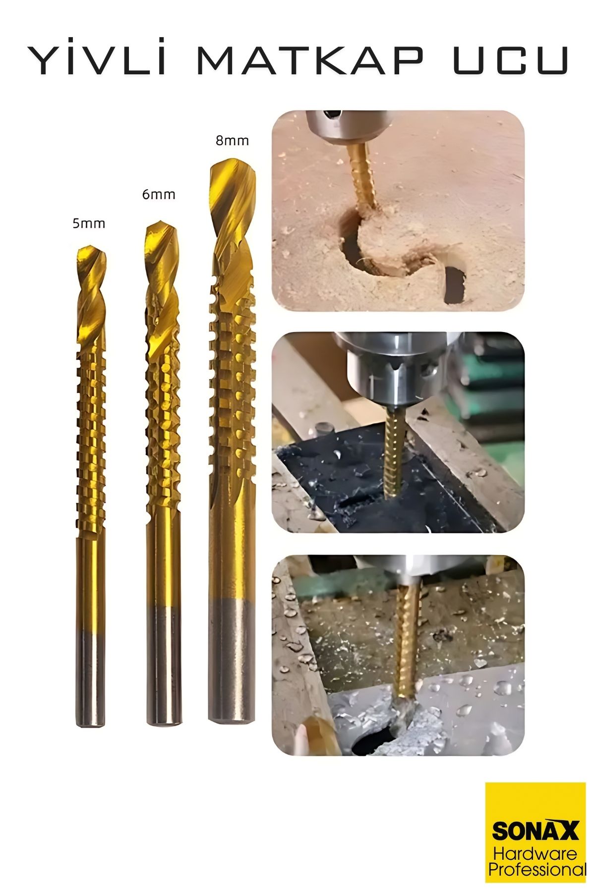 Yivli Matkap Ucu HSS Spiral Yivli Kademeli Matkap Ucu Metal Ahşap Plastik 5-8 mm 722459