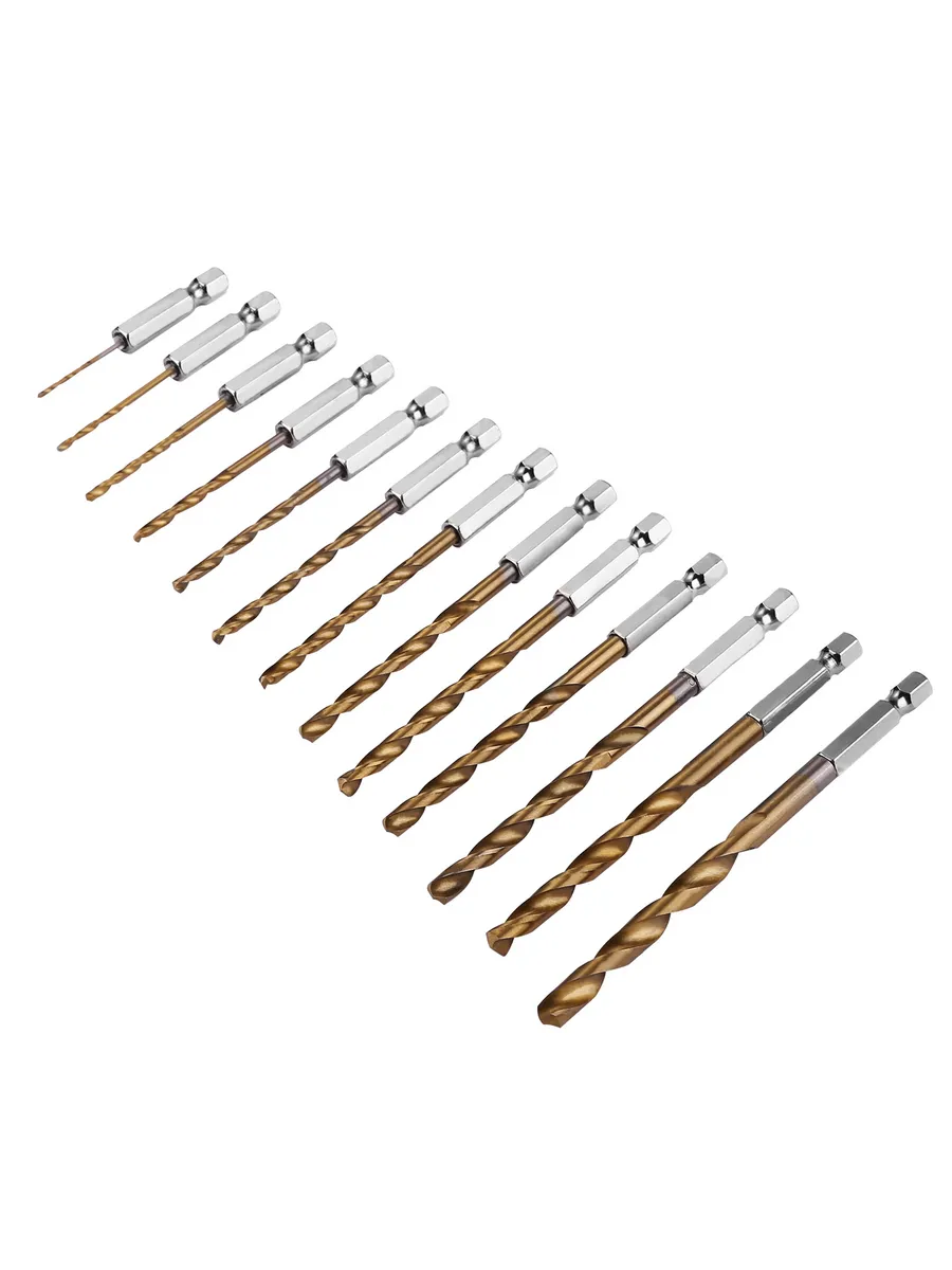 HSS Matkap Ucu 1/4 HEX  13 Parça HSS Tungsten Karbür Matkap Uç 1.5-6.5mm Titanyum 722460