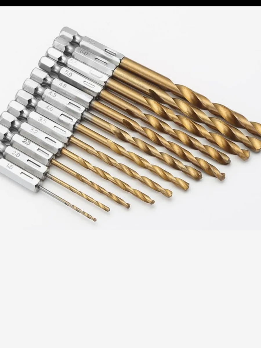 HSS Matkap Ucu 1/4 HEX  13 Parça HSS Tungsten Karbür Matkap Uç 1.5-6.5mm Titanyum 722460