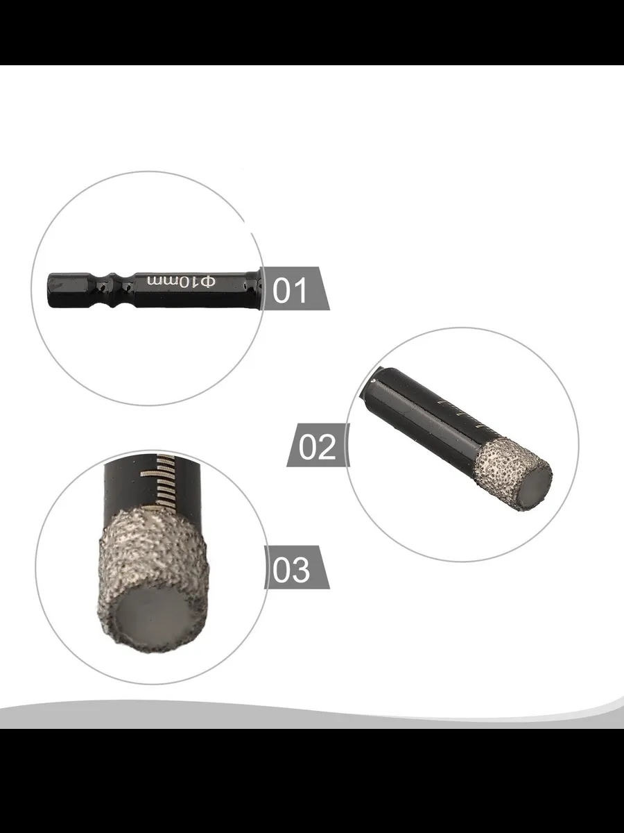 Mermer Delme Elmas Matkap Ucu - 5'li Porselen Karo Seramik Taş, Cam, Granit için Elmas Matkap Uçları 722461