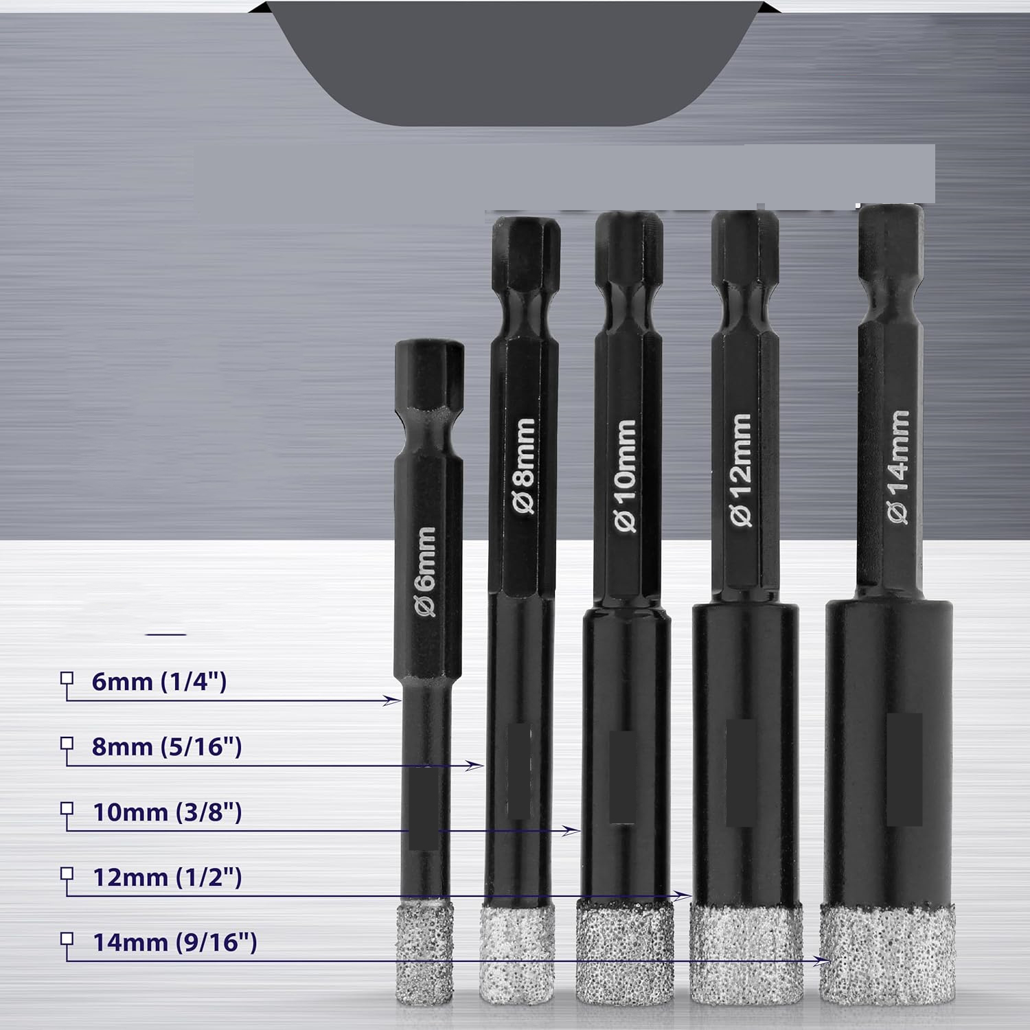 Mermer Delme Elmas Matkap Ucu - 5'li Porselen Karo Seramik Taş, Cam, Granit için Elmas Matkap Uçları 722461