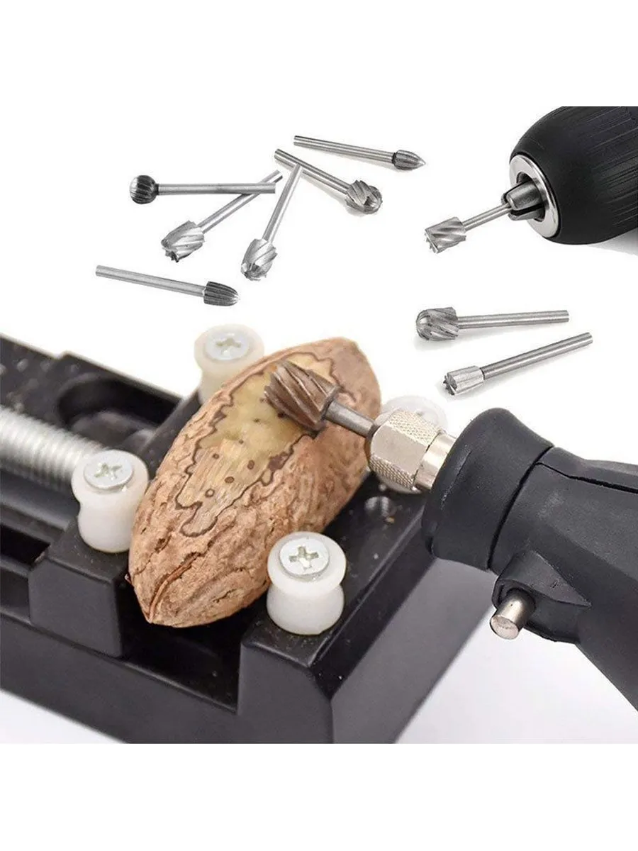 Dremel Uyumlu Mini Oyma Gravür Uç Seti – 10'lu Tungsten Karbür, Ahşap/Metal/Plastik için 722462