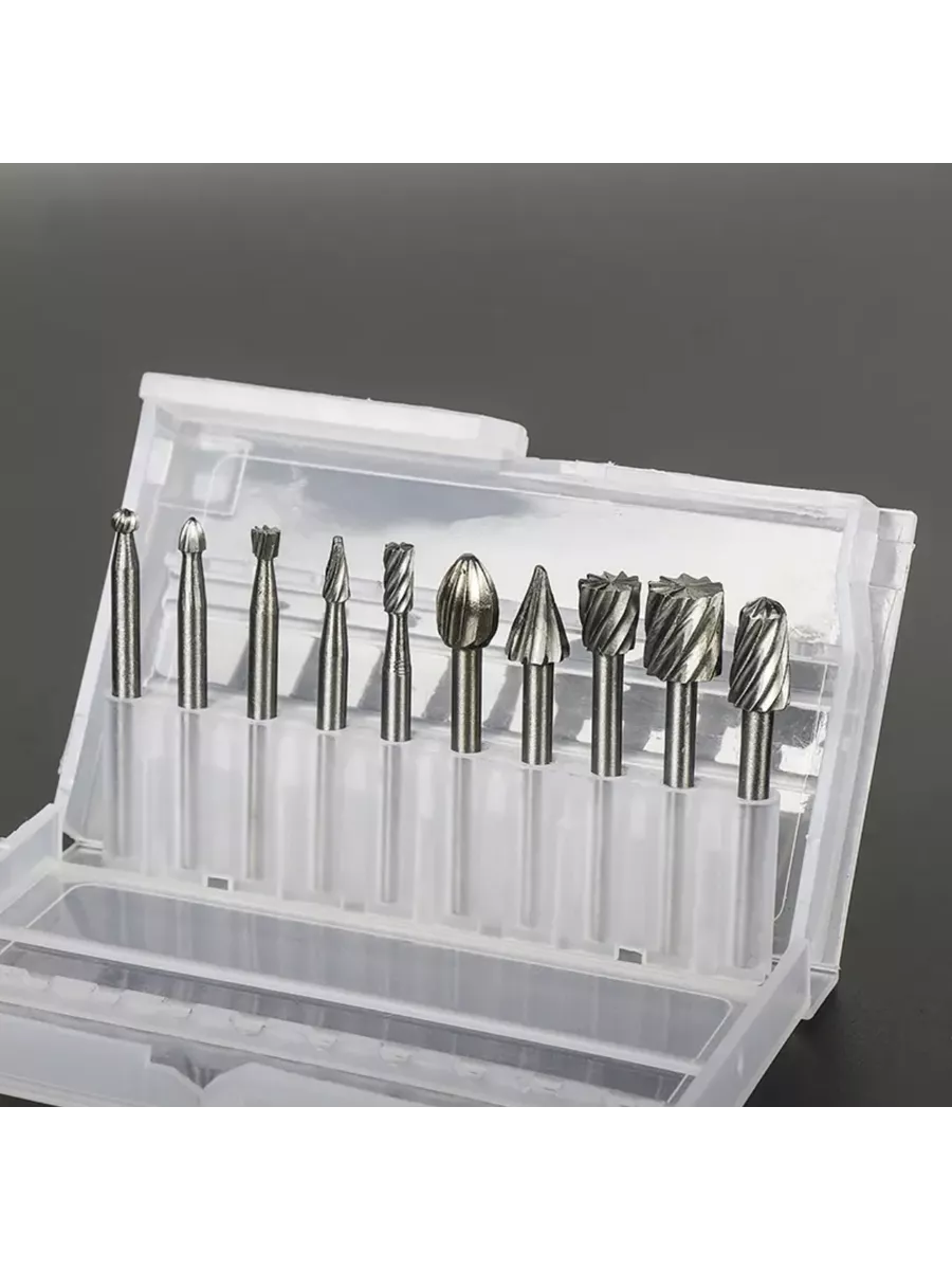 Dremel Uyumlu Mini Oyma Gravür Uç Seti – 10'lu Tungsten Karbür, Ahşap/Metal/Plastik için 722462