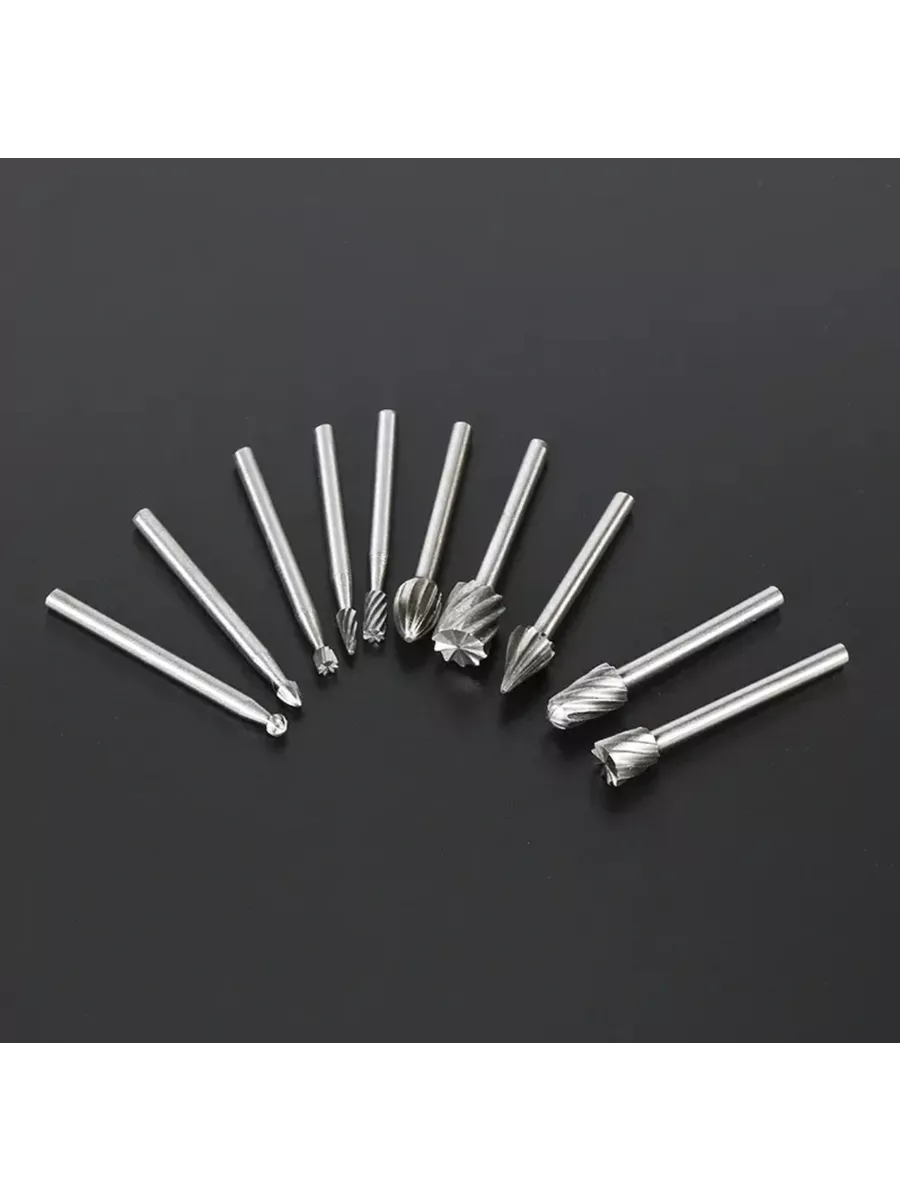 Dremel Uyumlu Mini Oyma Gravür Uç Seti – 10'lu Tungsten Karbür, Ahşap/Metal/Plastik için 722462