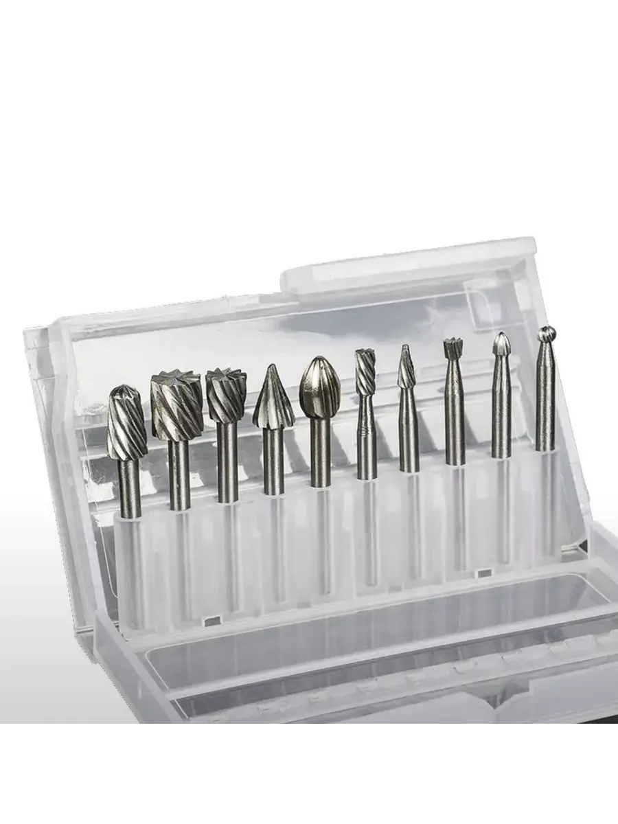 Dremel Uyumlu Mini Oyma Gravür Uç Seti – 10'lu Tungsten Karbür, Ahşap/Metal/Plastik için 722462