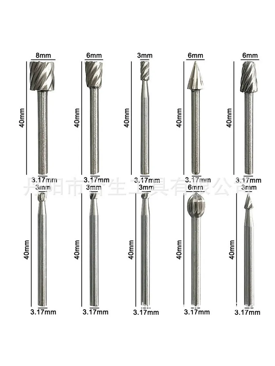 Dremel Uyumlu Mini Oyma Gravür Uç Seti – 10'lu Tungsten Karbür, Ahşap/Metal/Plastik için 722462