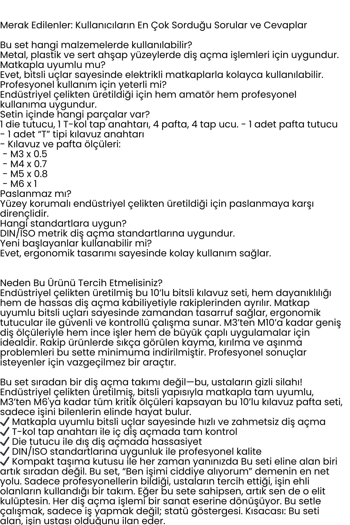 10'lu Bitsli Diş Açma Kılavuz Seti –Endüstriyel Çelik,  Dişli Matkap Ucu 722465