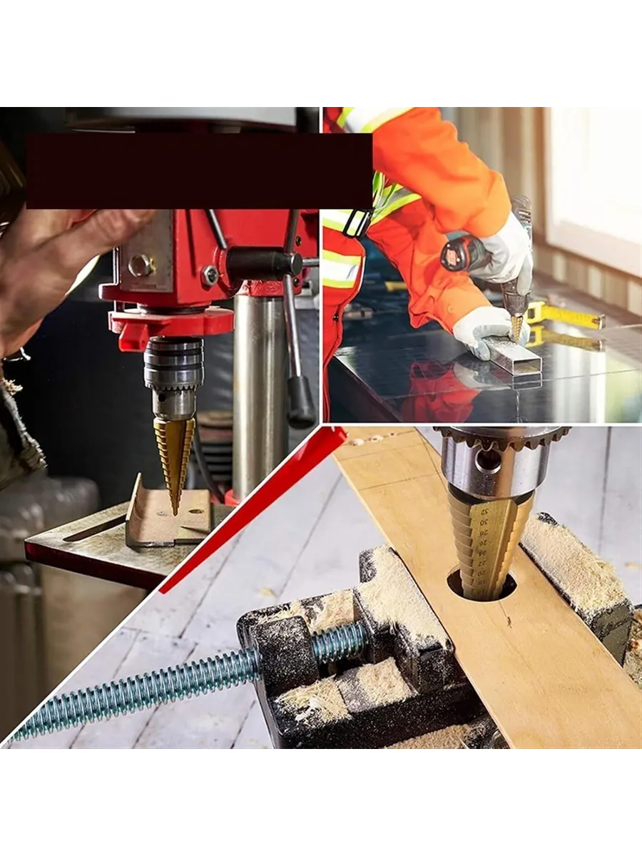 6'lı Titanyum Kaplama Kademeli Panç Matkap Ucu Seti – Metal, Ahşap ve Plastik için 722467