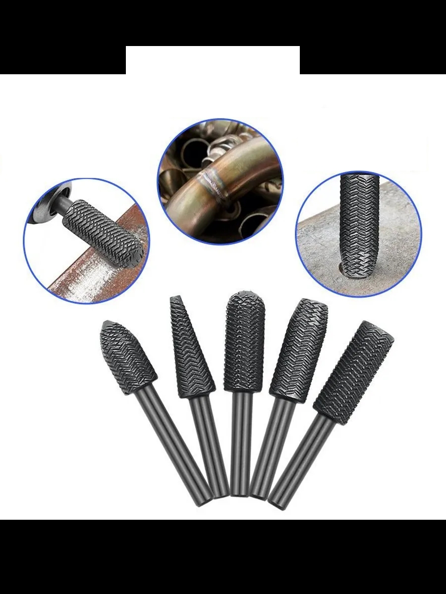 Freze Ucu Taşlama Seti Profesyonel Çelik Rotary Burr Seti  5'li Metal İşleme Uçları 722468