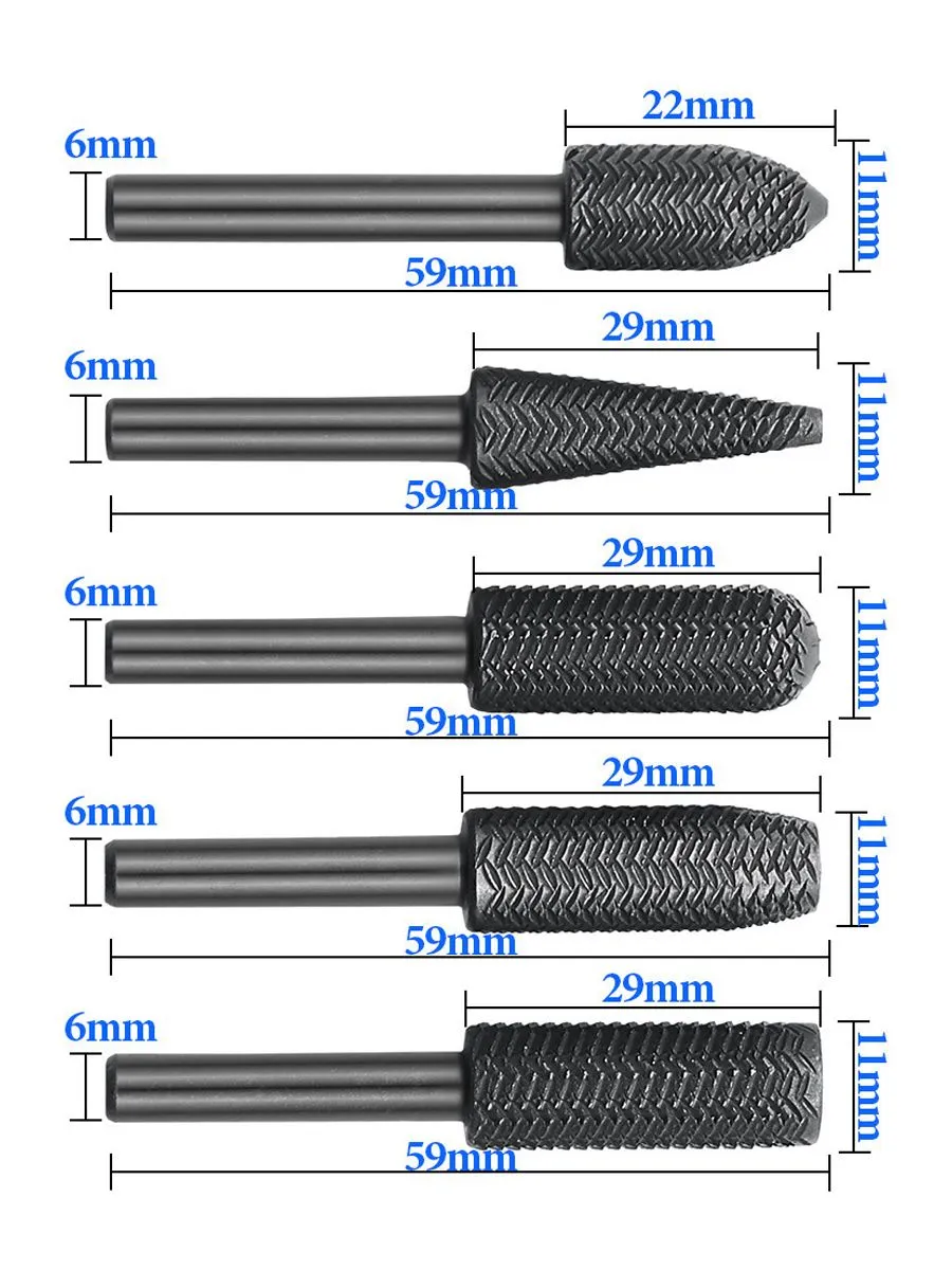 Freze Ucu Taşlama Seti Profesyonel Çelik Rotary Burr Seti  5'li Metal İşleme Uçları 722468