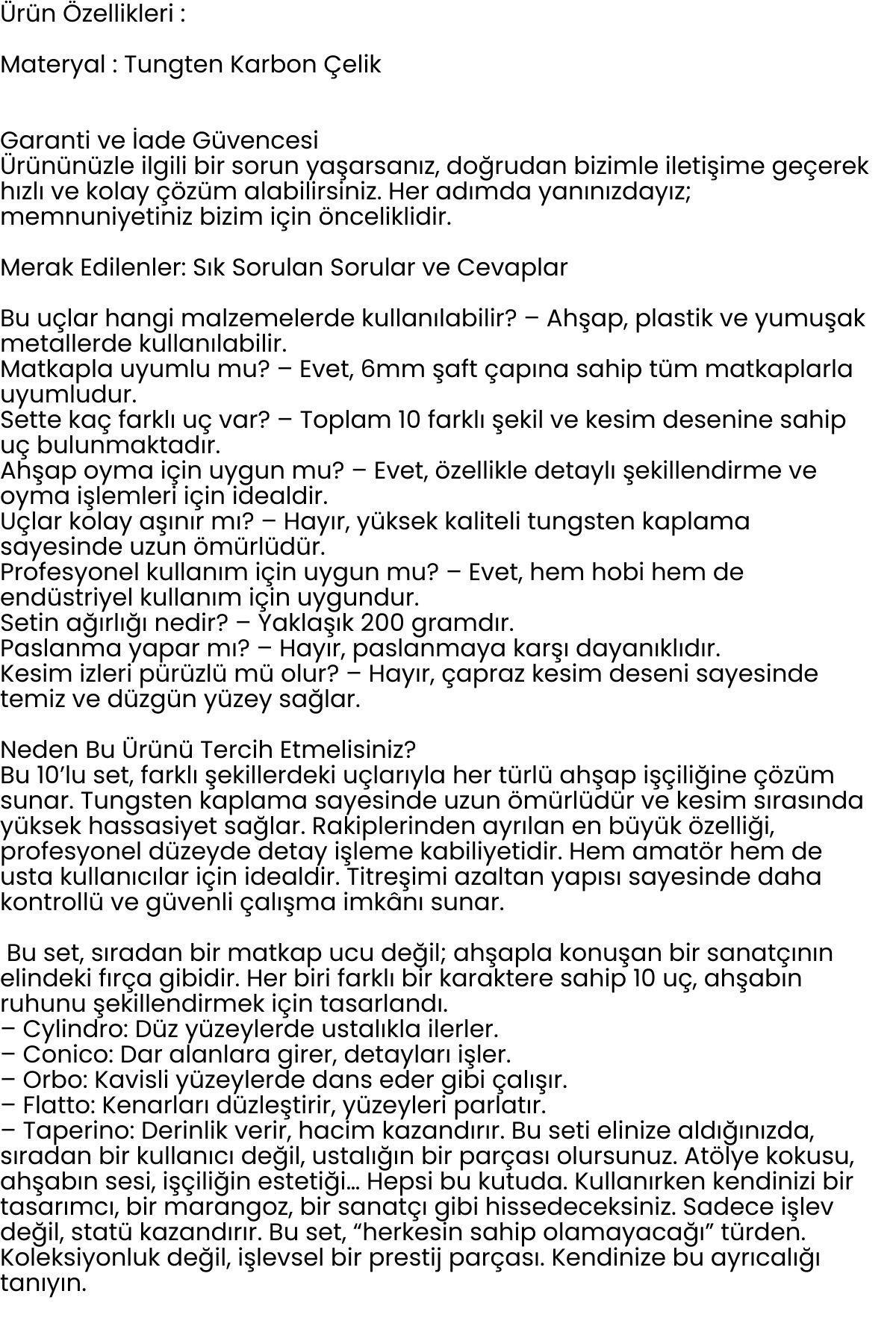 Ahşap Oyma Törpü Seti – 10'lu Matkap Ucuna Şekillendirme Takımı 722469