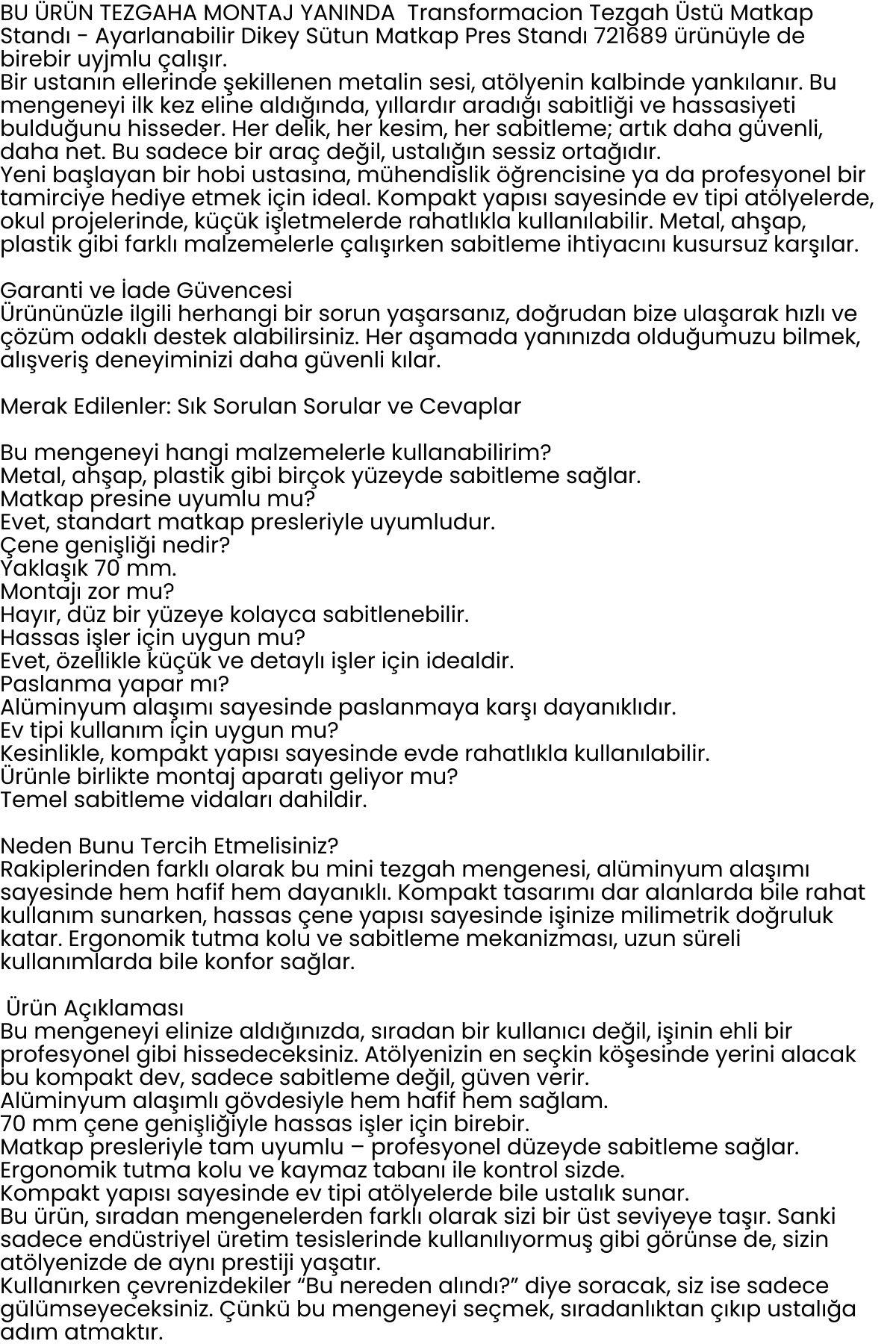 Tezgah Mengenesi, Matkap Pres Mengenesi,  Hassas İşler İçin Kompakt Çözüm  722472