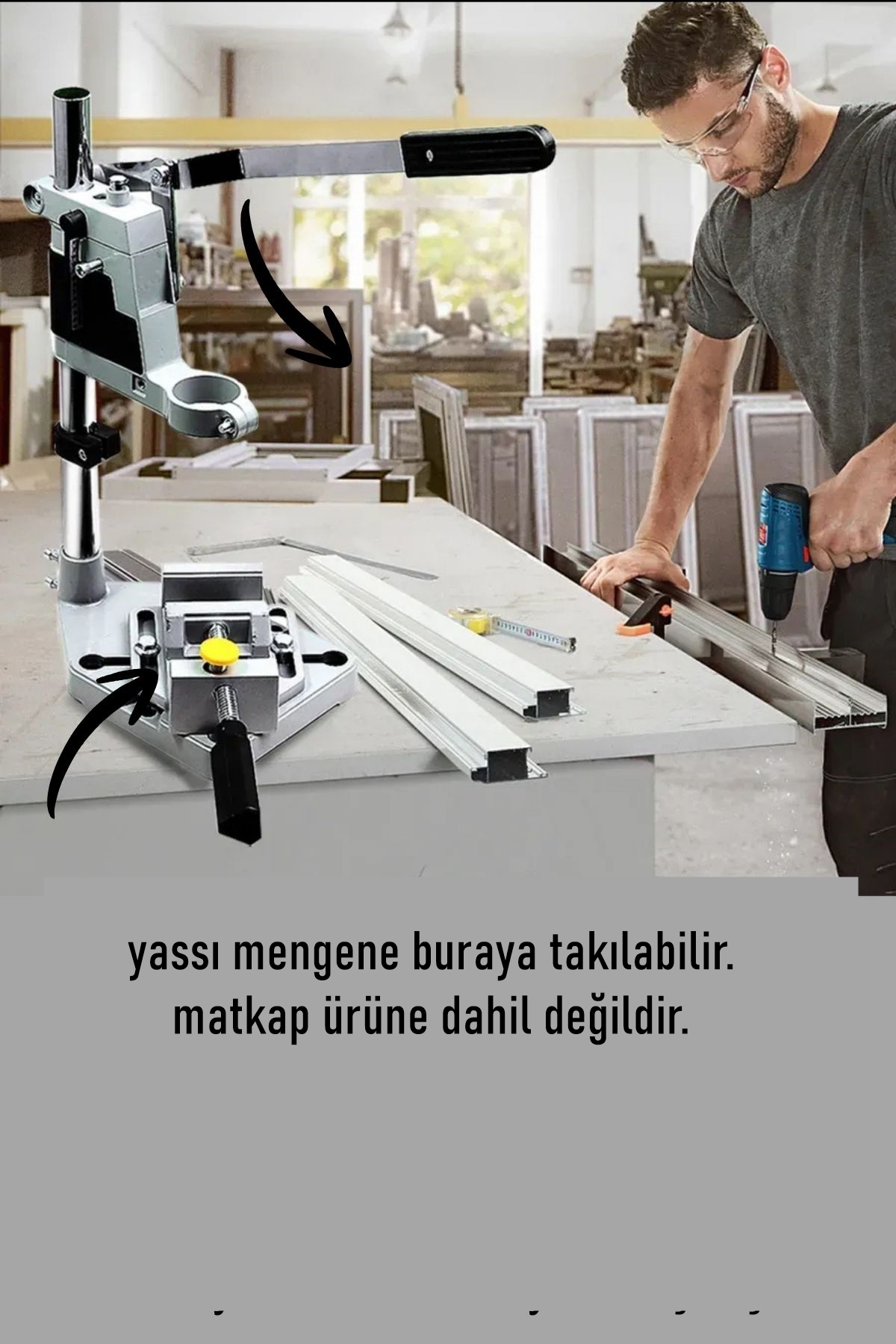 Tezgah Üstü Matkap Standı  + Tezgah Mengenes Seti 722473