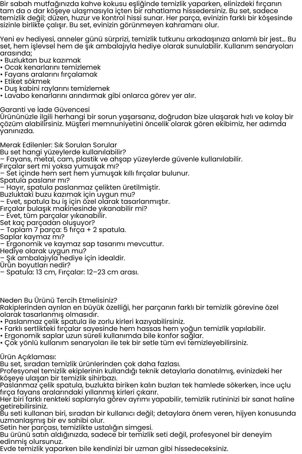 7 Parça Çok Amaçlı Temizlik Spatula ve Fırça Seti 722477