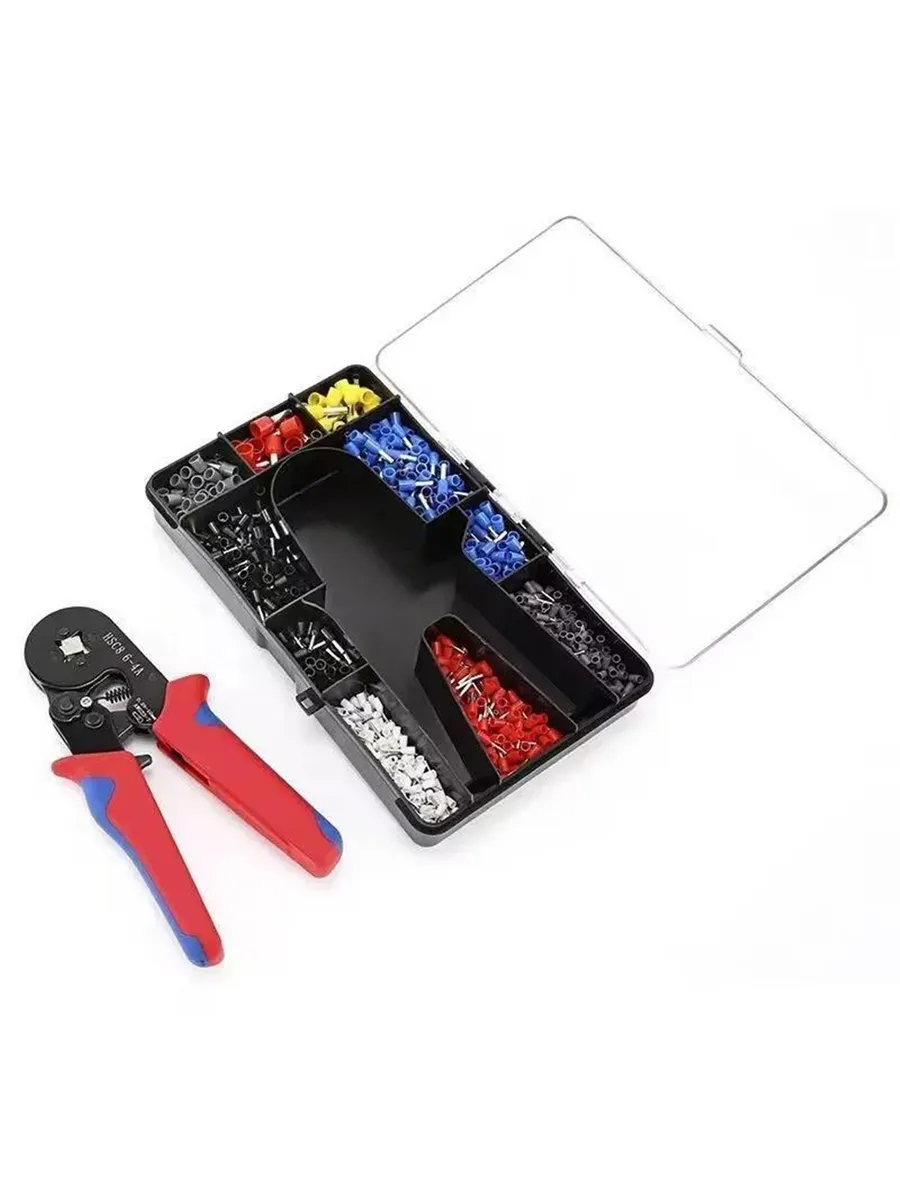 Terminal Sıkma Pensesi + Yüksük Sıkma Pensesi 1200 Parça Kablo Pabucu Seti HSC8 6-4A 722484 