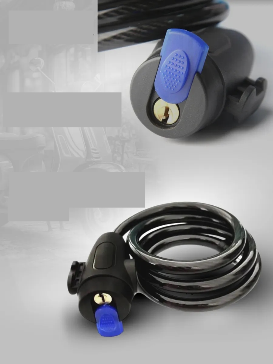 22mm Çelik Halatlı Bisiklet Kilidi - 160cm Anahtarlı Scoooter Motosiklet Kilidi 722486