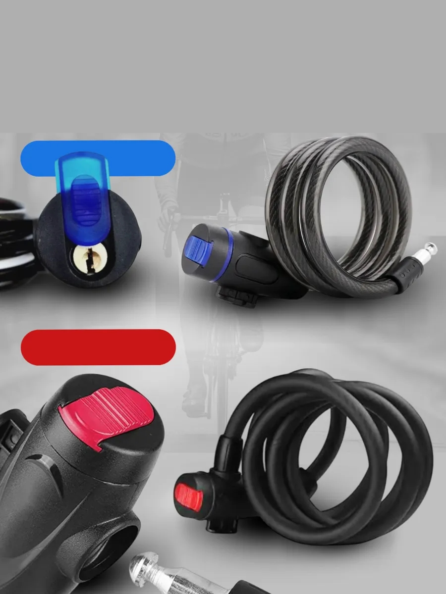 22mm Çelik Halatlı Bisiklet Kilidi - 160cm Anahtarlı Scoooter Motosiklet Kilidi 722486