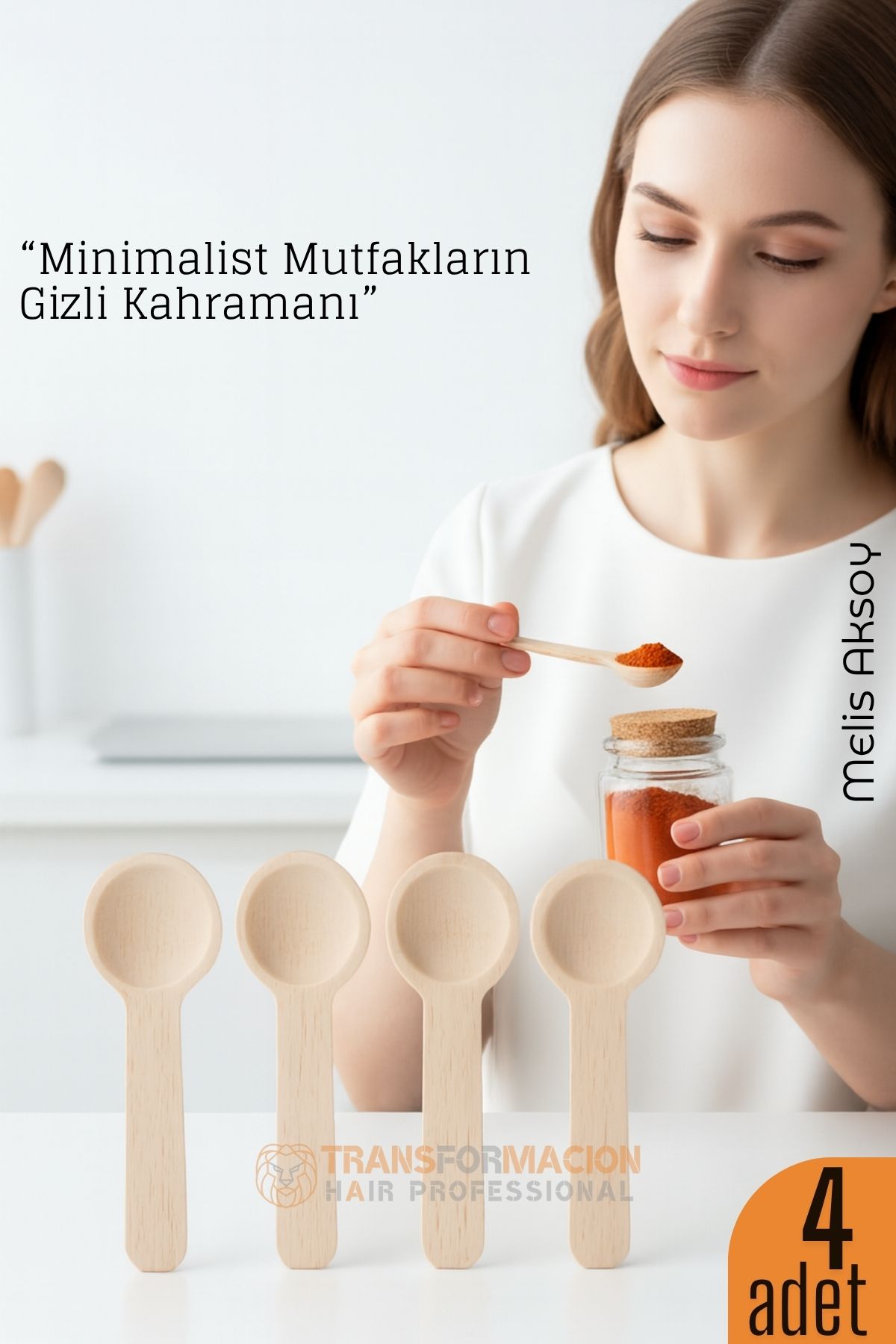 4’lü Ahşap Ölçü Kaşığı Seti – 6.5 cm Doğal Ahşap, Baharat ve Kahve İçin Pratik Mutfak Yardımcısı 