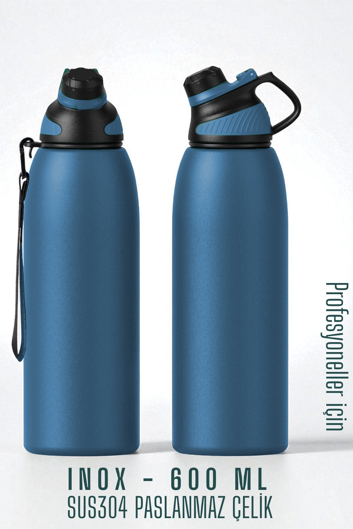 Inox Çelik Termos - 600 ml  SUS304 Çelik Termos Profesyonel MAVİ 