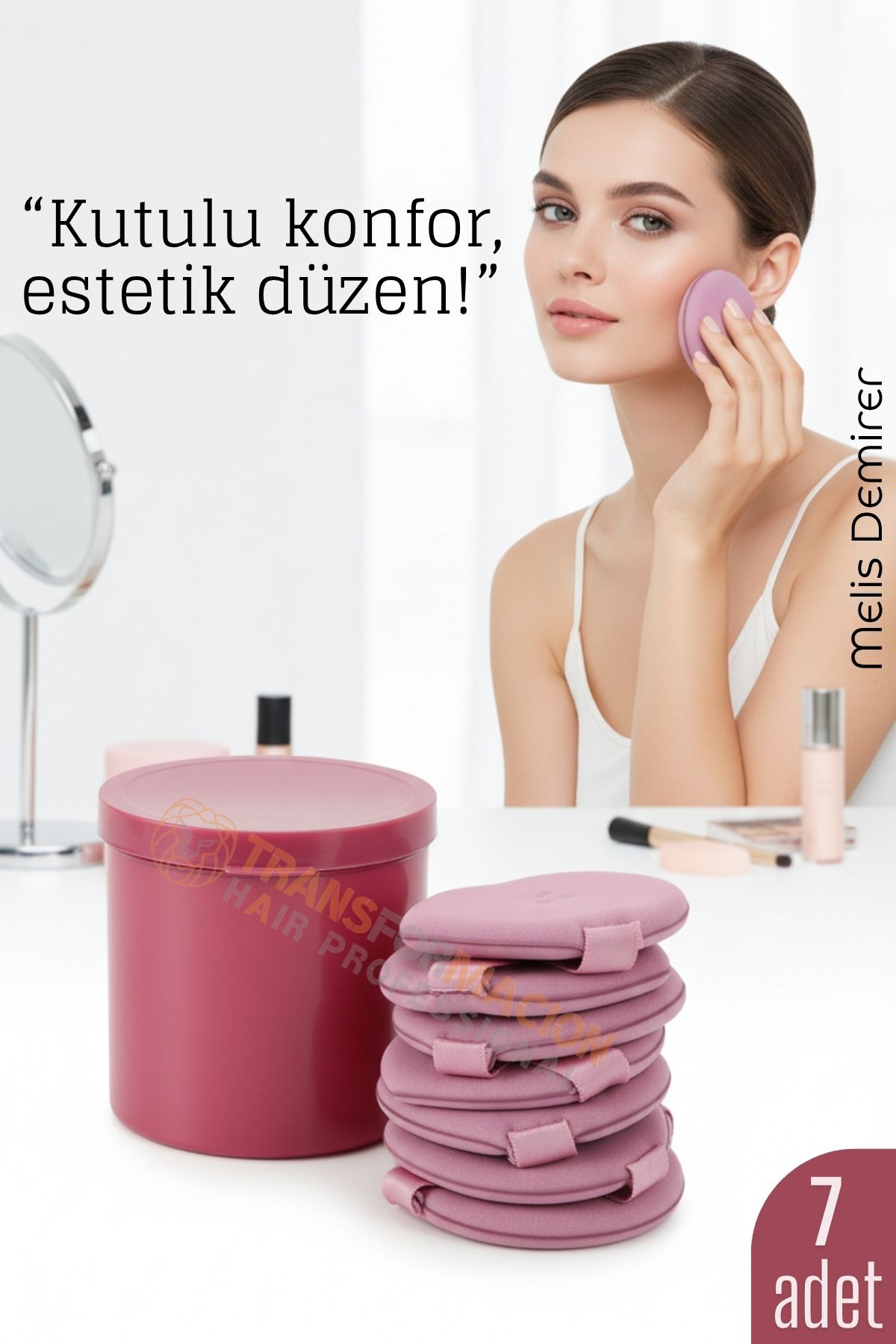 7’li Makyaj Pamuğu Seti – Yumuşak Dokulu, Kaplı Saklama Kutulu, Pudra ve Fondöten İçin 