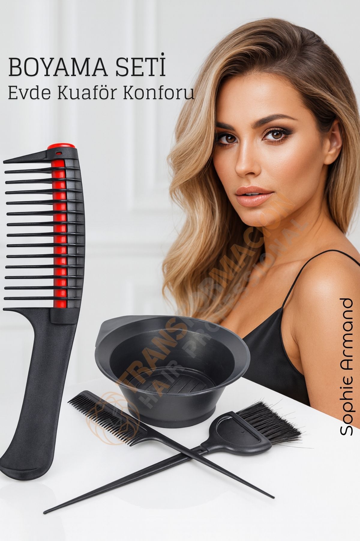Saç Boyama Seti 3’lü ve Saç Boya Sıyırıcı Tarak, Seti Fırça, Boya Kabı ile Profesyonel Uygulama Kolaylığı 