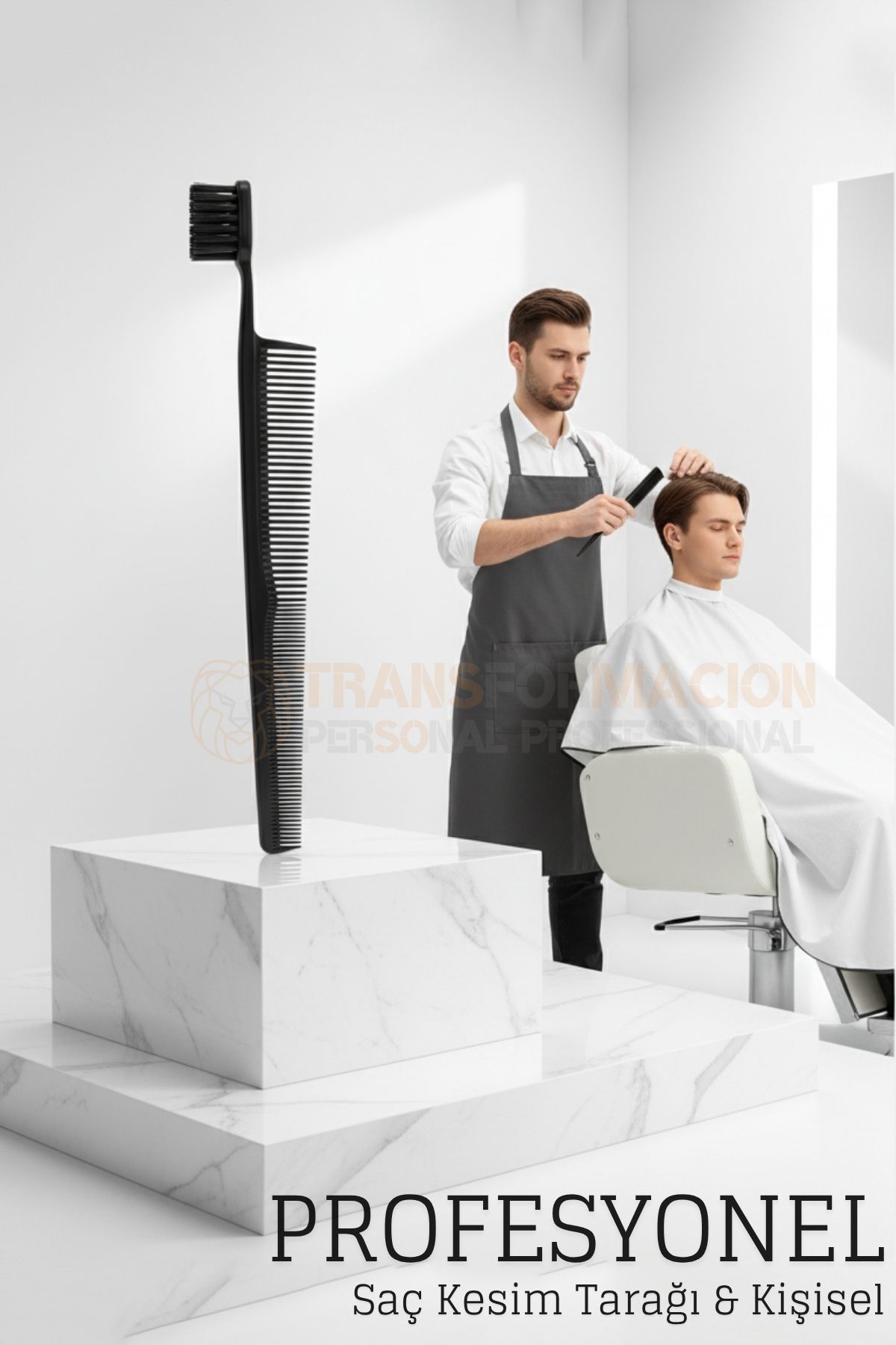 Kuaför Saç Kesim Tarağı - Profesyonel Mini Fade Fırçalı Tasarım Berber Kesim Tarağı 