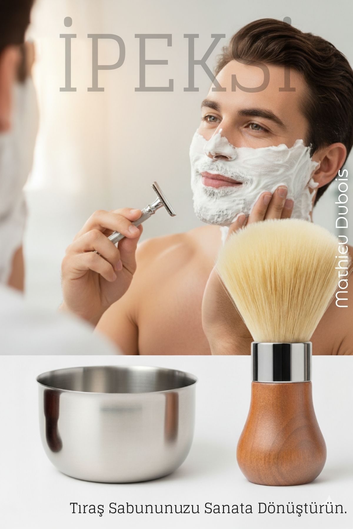 Premium Tıraş Fırçası - Dişbudak Saplı - %70 Domuz Kılı Karışımı | Yoğun Köpük, Pürüzsüz Tıraş 