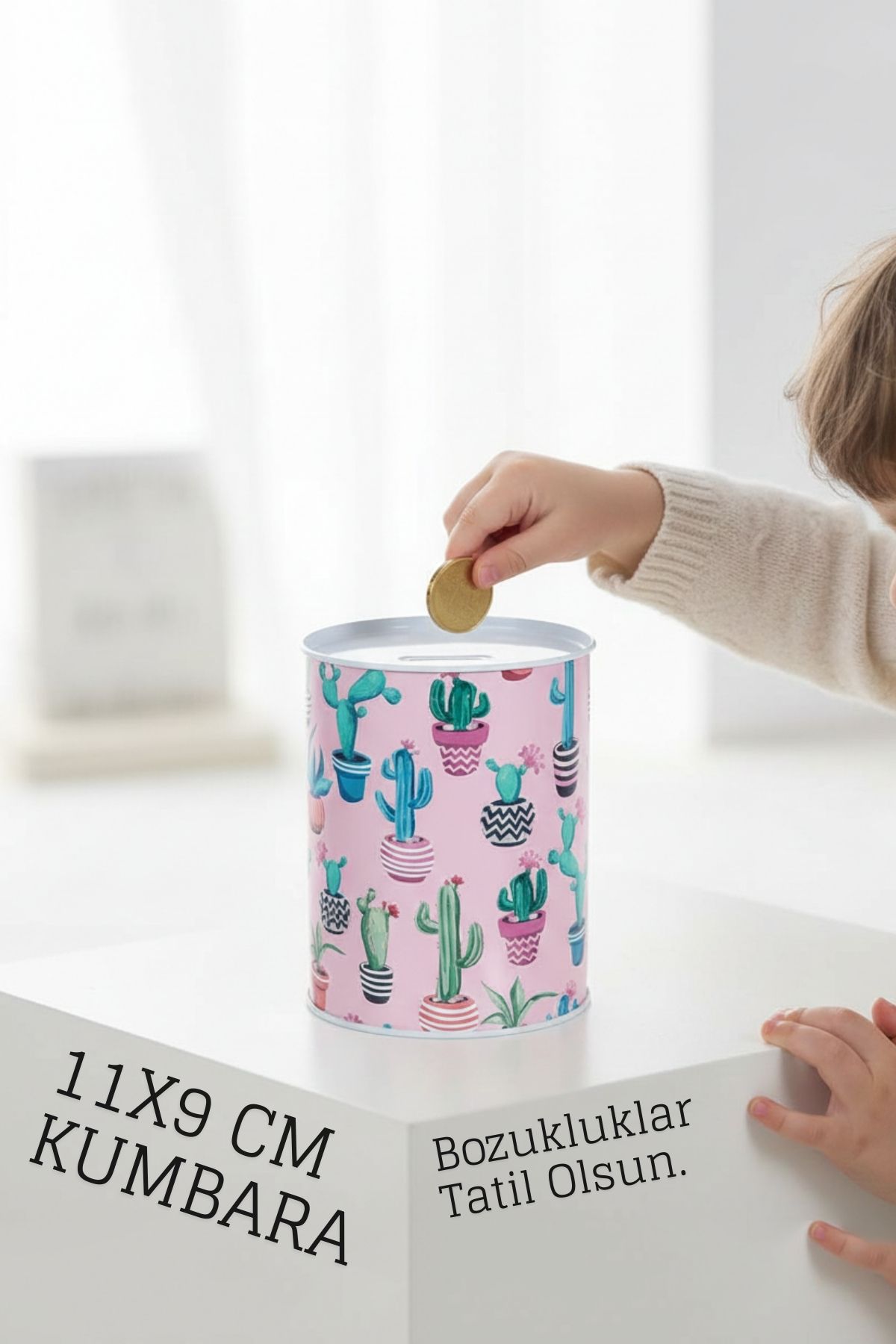 Desenli Metal Kumbara | 11x9 cm - Tasarruf ve Dekorasyon Bir Arada 