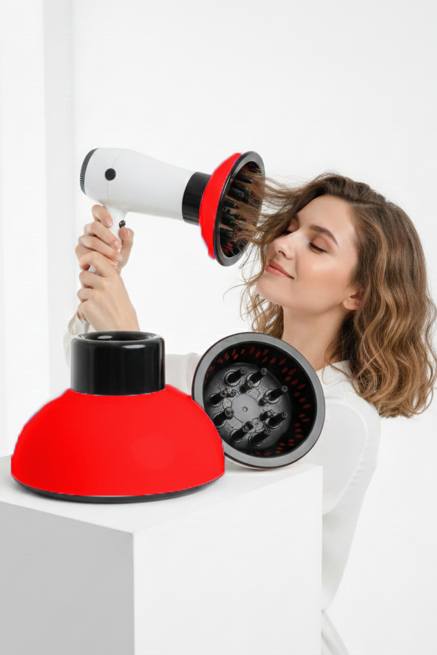Fön Için Difüzör Vigo Başlık - Saç Kurutma Başlığı Profesyonel KIRMIZI 