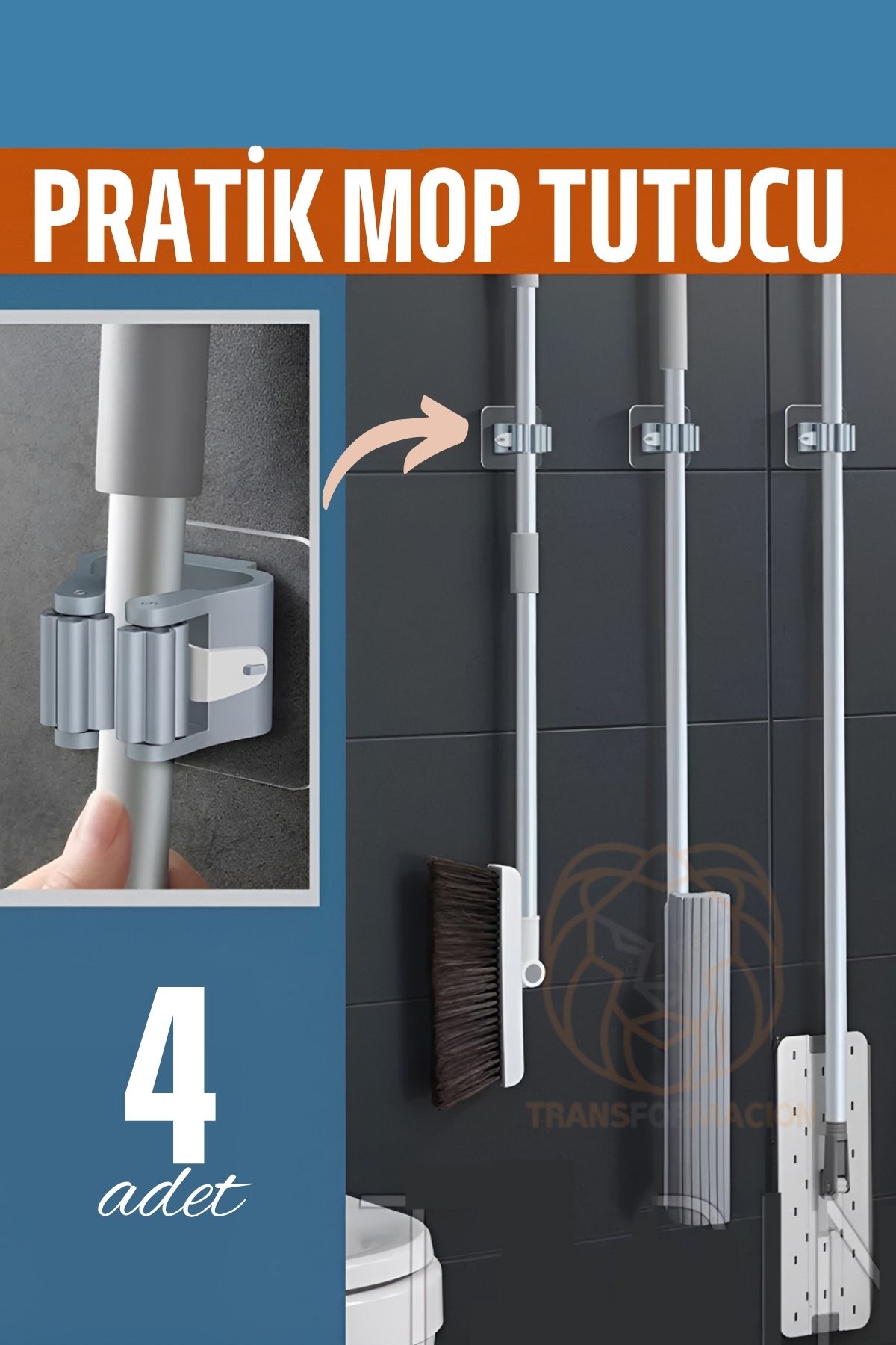 Yapışkanlı Pratik Mop Tutucu 4 ADET  721157