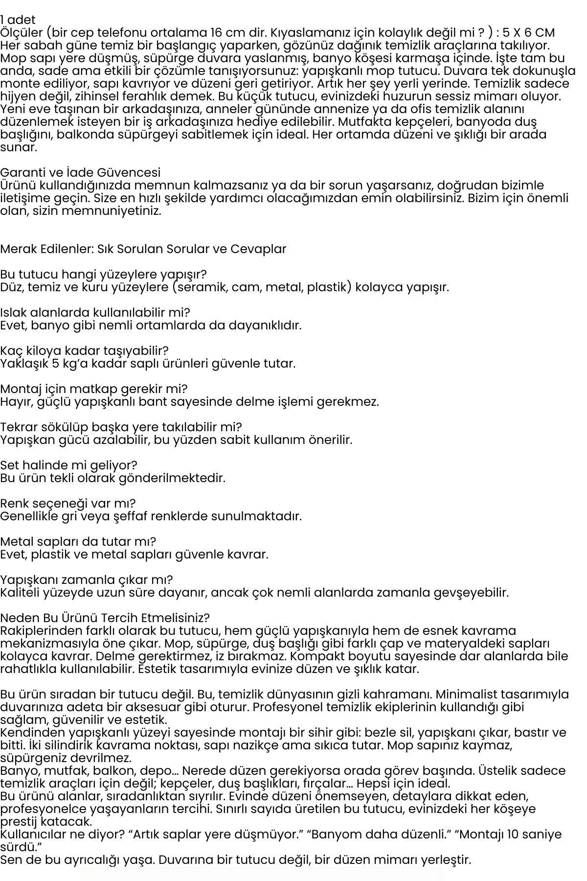 Yapışkanlı Pratik Mop ve Süpürge Tutucu – Duvara Monte, Kolay Kurulum  722488