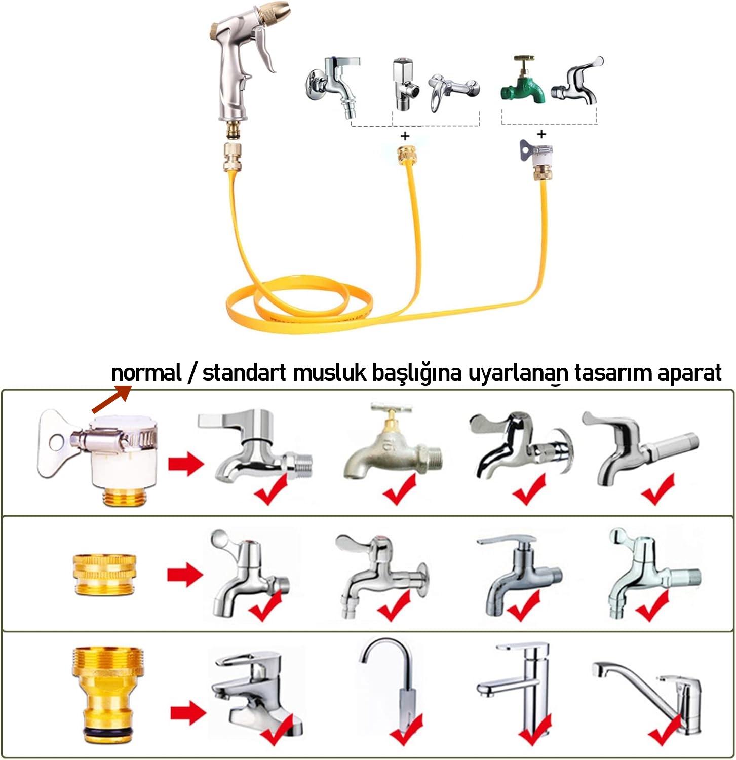 Tamamı Metal Yüksek Basınçlı Ayarlanabilir Bahçe/Oto Yıkama Tabancası Nozul 722495