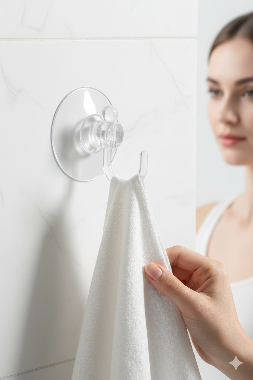 Şeffaf Askılı Vantuz Kanca | Banyo & Mutfak Duvar Askısı (4cm) - 1.36kg Taşıma 722496