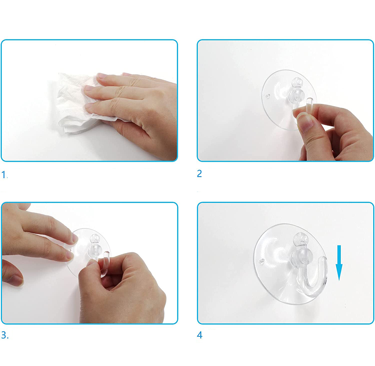 12'li Şeffaf Askılı Vantuz Kanca | Banyo & Mutfak Duvar Askısı (4cm) - 1.36kg Taşıma 722497