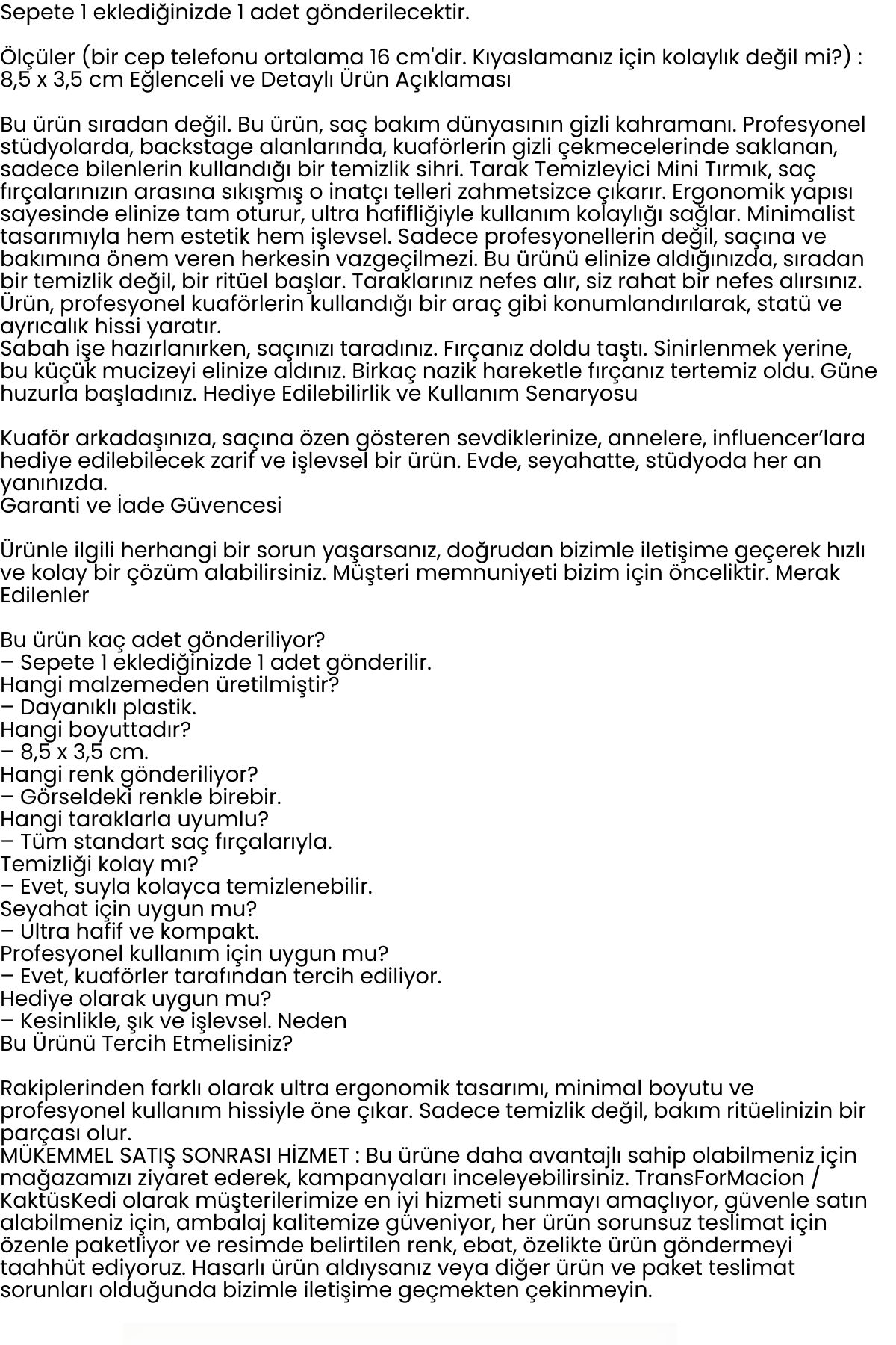 Tarak Temizleyici Mini Tırmık 714617