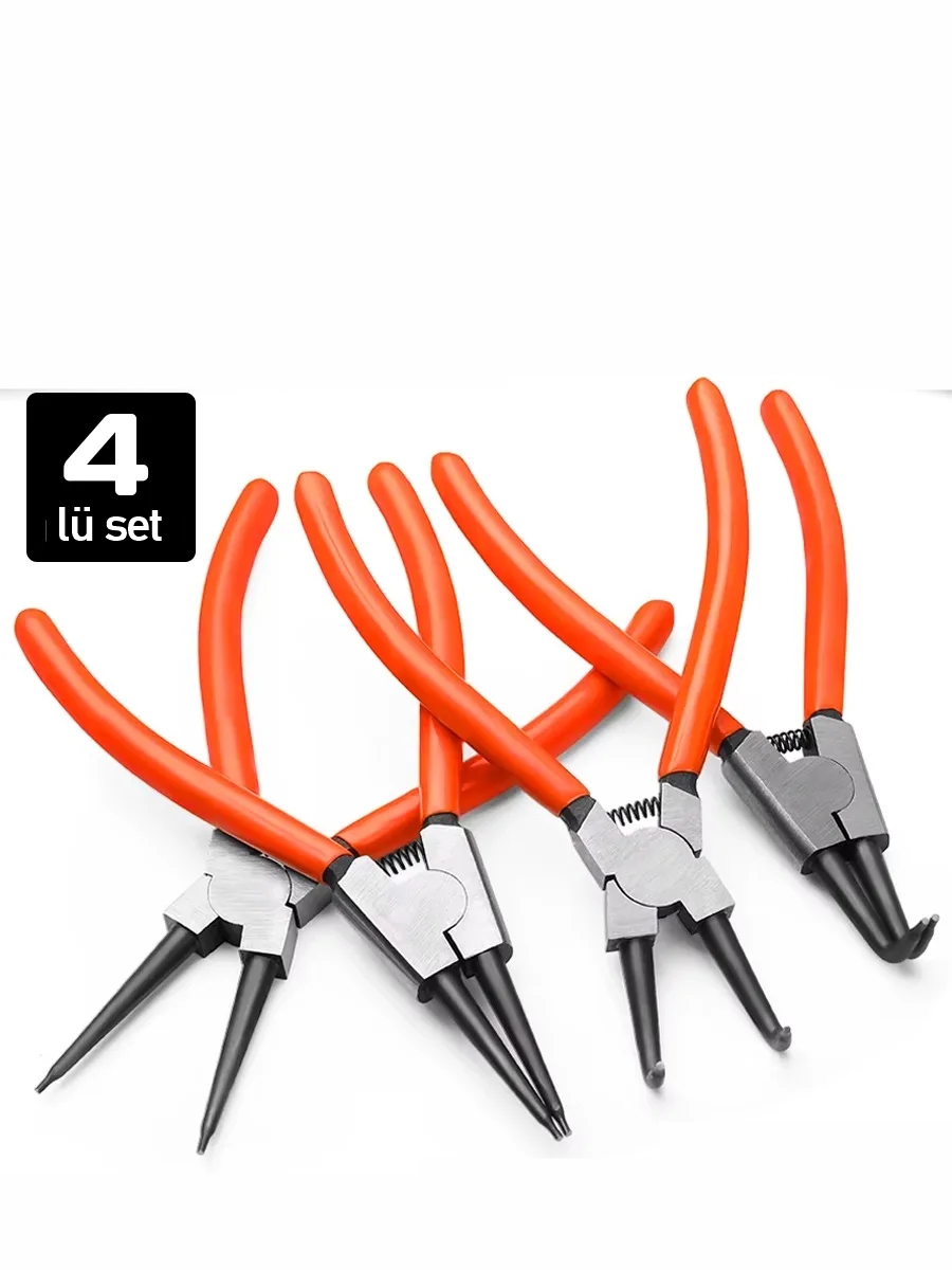 Profesyonel 4'lü Segman Pensesi Seti | 18 cm | İç Dış Eğri Düz Uçlu Yaylı Pense Takımı 722504