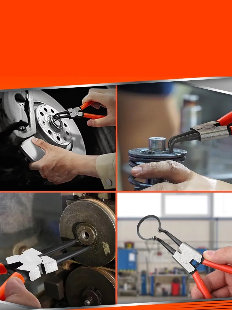 Profesyonel 4'lü Segman Pensesi Seti | 18 cm | İç Dış Eğri Düz Uçlu Yaylı Pense Takımı 722504