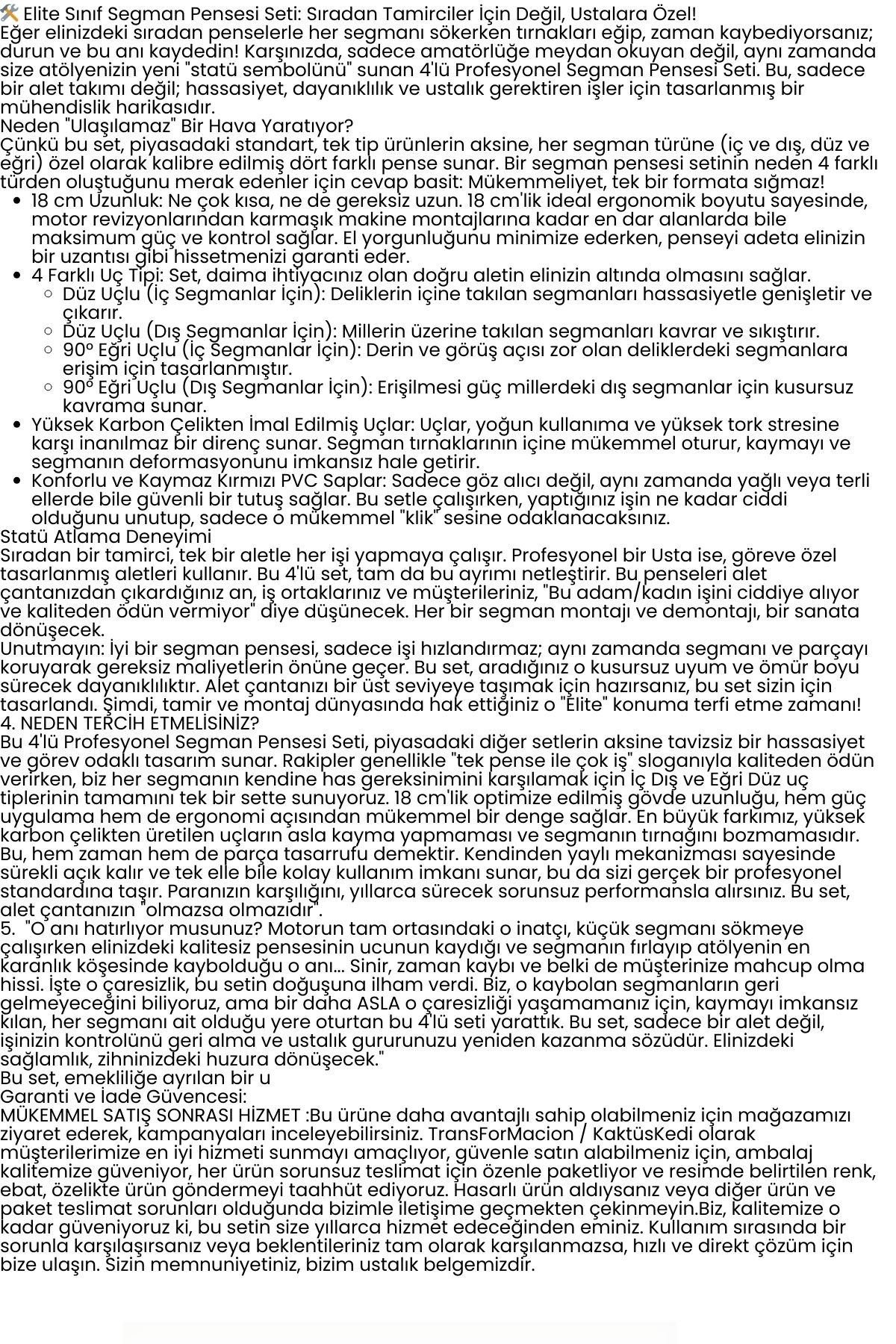Profesyonel 4'lü Segman Pensesi Seti | 18 cm | İç Dış Eğri Düz Uçlu Yaylı Pense Takımı 722504