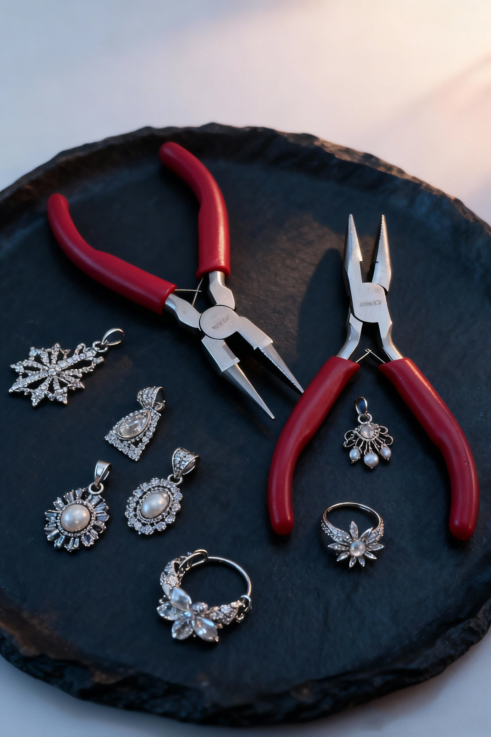 Profesyonel 2'li Takı Pense Seti 12 cm Takı Yapımı İçin Mini Pense Seti 722505