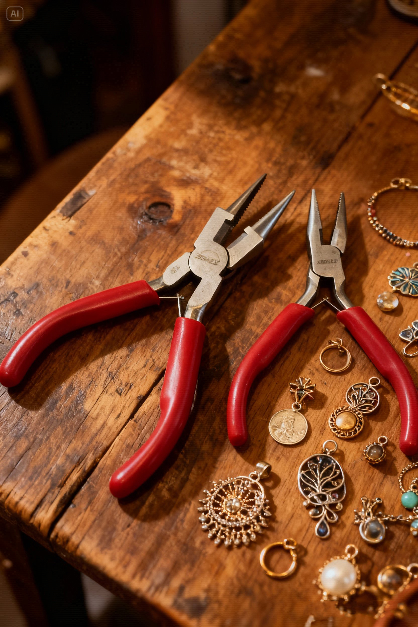 Profesyonel 2'li Takı Pense Seti 12 cm Takı Yapımı İçin Mini Pense Seti 722505