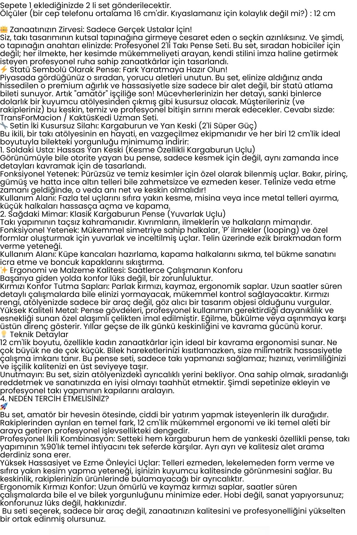 Profesyonel 2'li Takı Pense Seti 12 cm Takı Yapımı İçin Mini Pense Seti 722505