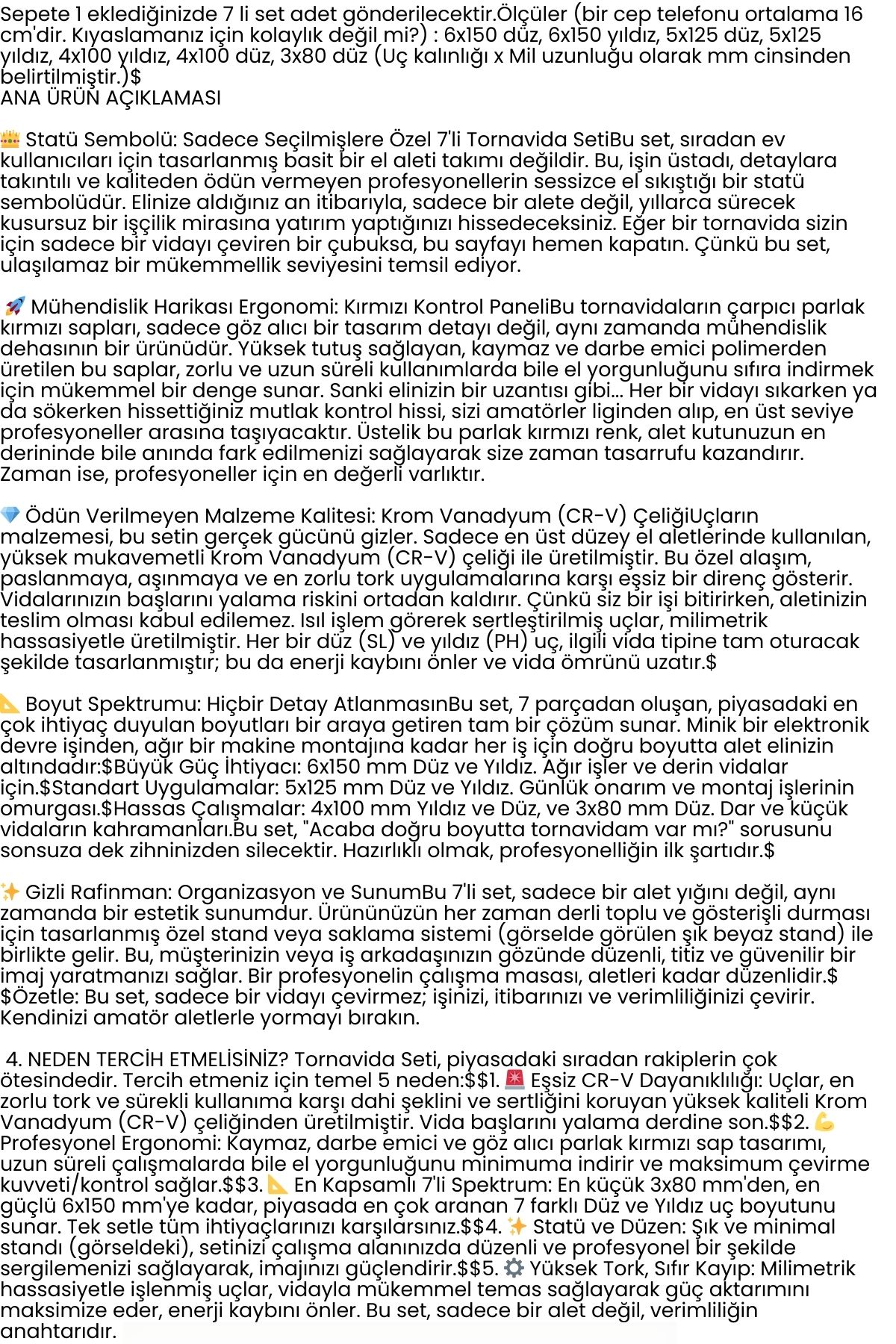 7'li Profesyonel Tornavida Seti | Ergonomik Kırmızı Saplı | Düz ve Yıldız Uçlar | CR-V 722508