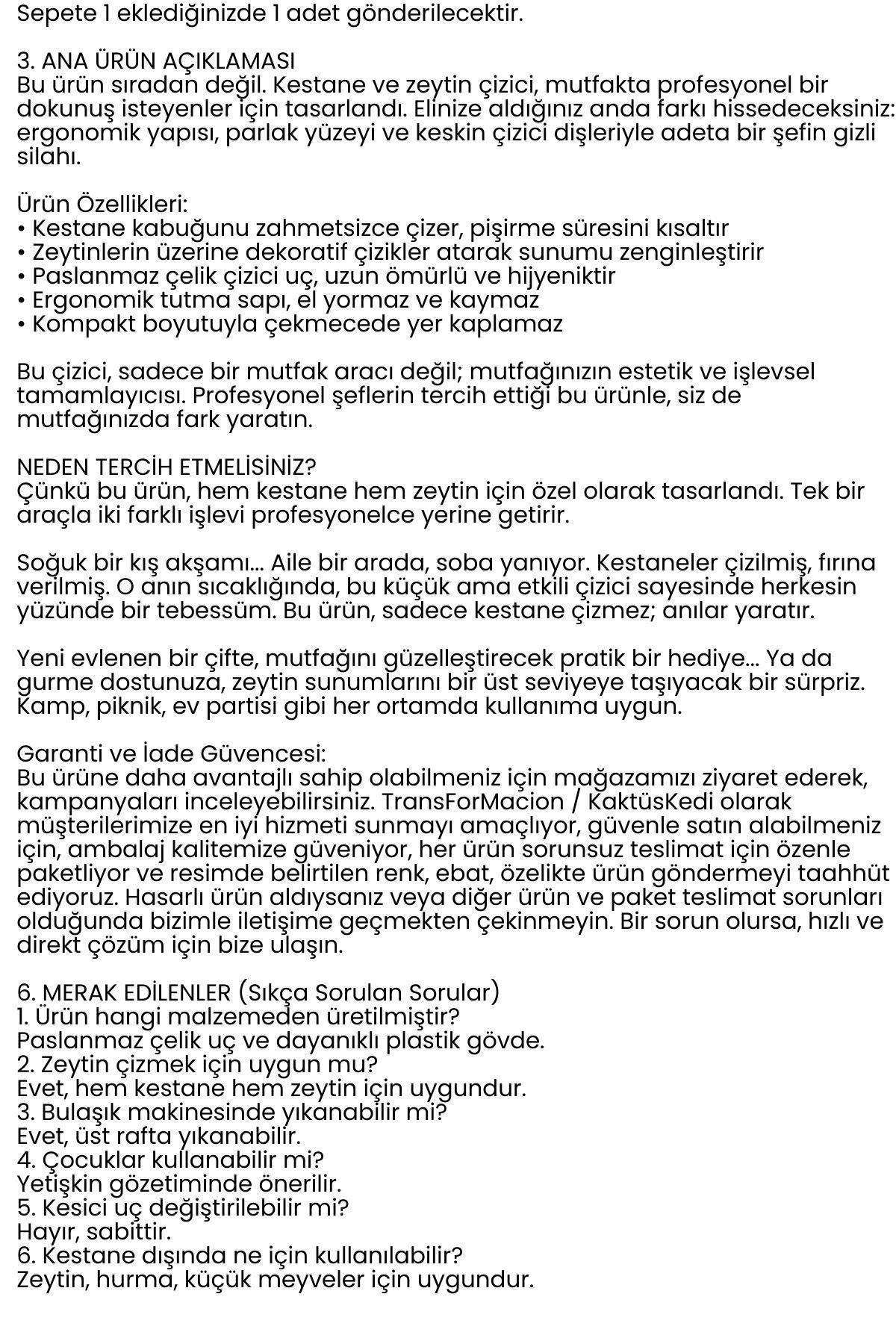 Kestane Çizici -  Zeytin Çizici -  Ergonomik, Pratik ve Hijyenik Mutfak Yardımcısı 722517