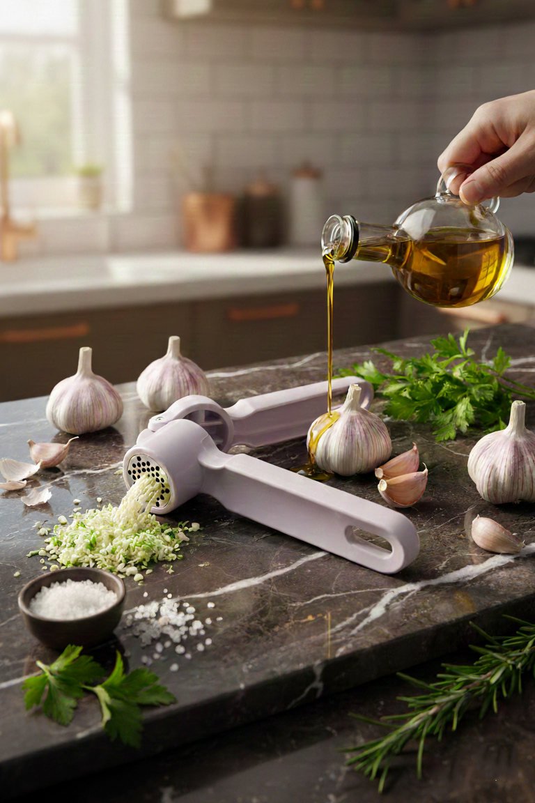 Sarımsak Ezici -  Profesyonel Şef Tipi Ergonomik Pres Kıyıcı  722518