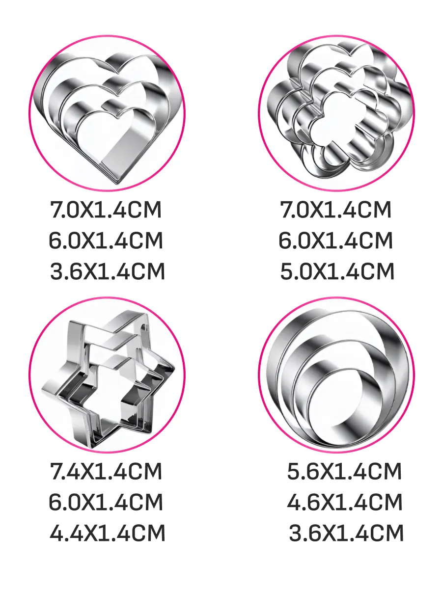 12'li Kurabiye Kalıbı Seti Profesyonel Şef Paslanmaz Çelik  | Mutfak Sanatınızın Vazgeçilmezi 722519