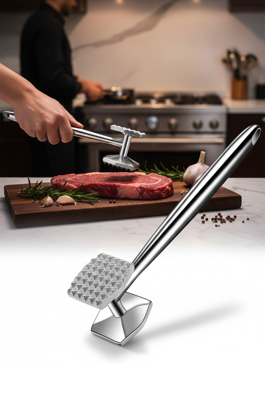 Et Dövücü Tokmağı Profesyonel Paslanmaz Çelik Marinasyon Çekici & Zeytin Kırıcı - 22 cm 722520