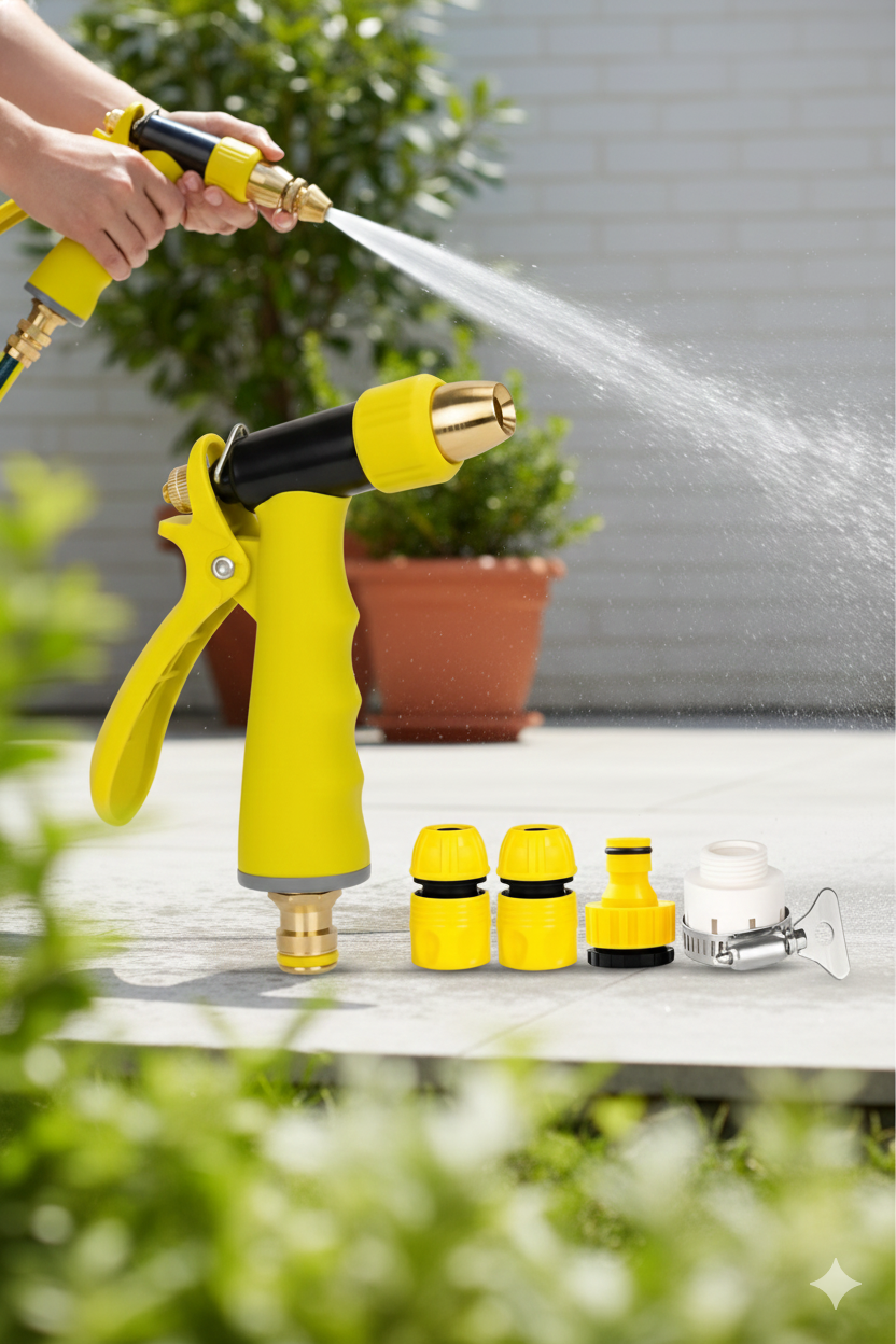 Profesyonel Pirinç Uçlu Basınçlı Hortum Sulama Tabancası Seti Tabancası Seti  Konnektörlü 722524